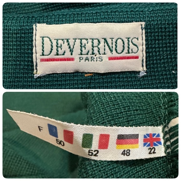 Devernois Paris Vintage 1970s Forest Green Preppy Cardigan Sweater Blazer 18? - Picture 15 of 16